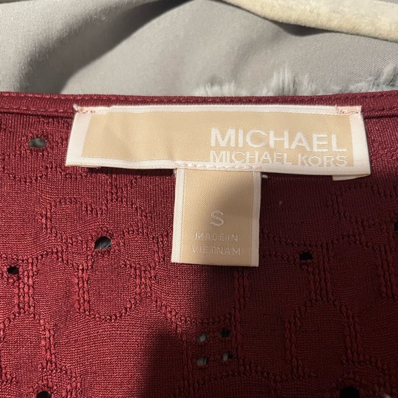 Michael Kors Burgundy Eyelet Ruffle Blouse **NWOT** - Picture 2 of 3